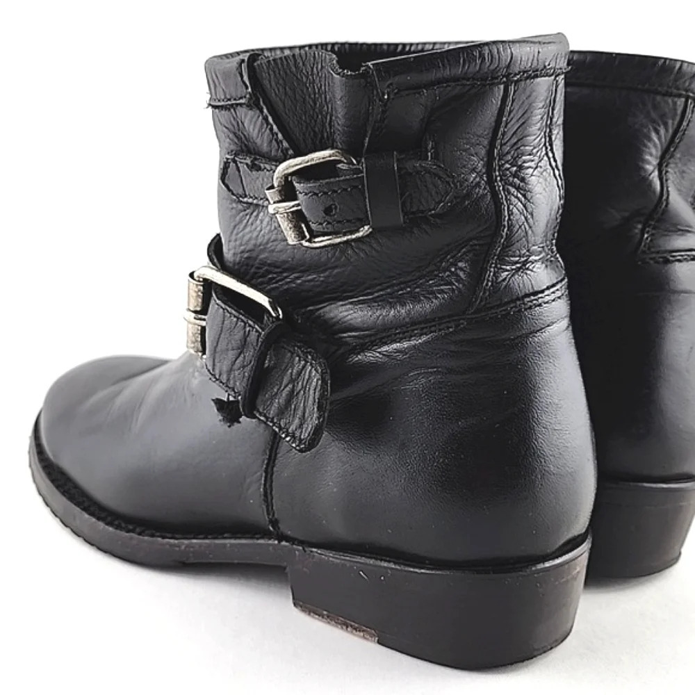 ASH Women's Trick Black Leather Biker Double Strap Buckle Ankle Boot 37 - Picture 5 of 16
